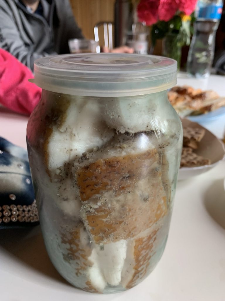 Traditional Ukrainian Lard (Salo) eaten with a our lunch, but then donated to us.